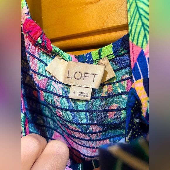 Loft Square Neck Tropical Floral Tank Cropped Wide Leg Jumpsuit Boho Cottagrcore - Picture 8 of 9